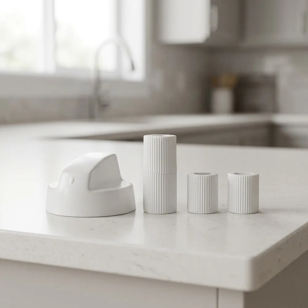 Replacement Knobs for Gas Stoves with For 6mm or 8mm Shaft Diameter Includes Full Connector Set Plastic White Black