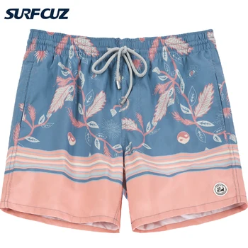 SURFCUZ-남성용 수영 트렁크, 빠른 건조, 휴일 달리기, 스포츠, 서핑, 수영 반바지 수영복, 비치웨어, 비치 보드 반바지