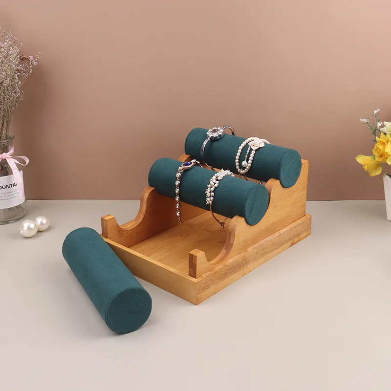 3 Layers Bracelet Display Stand Jewelry Bamboo Base Organizer Jewelry Display Rack for Bangle Watch Jewelry Store Earrings