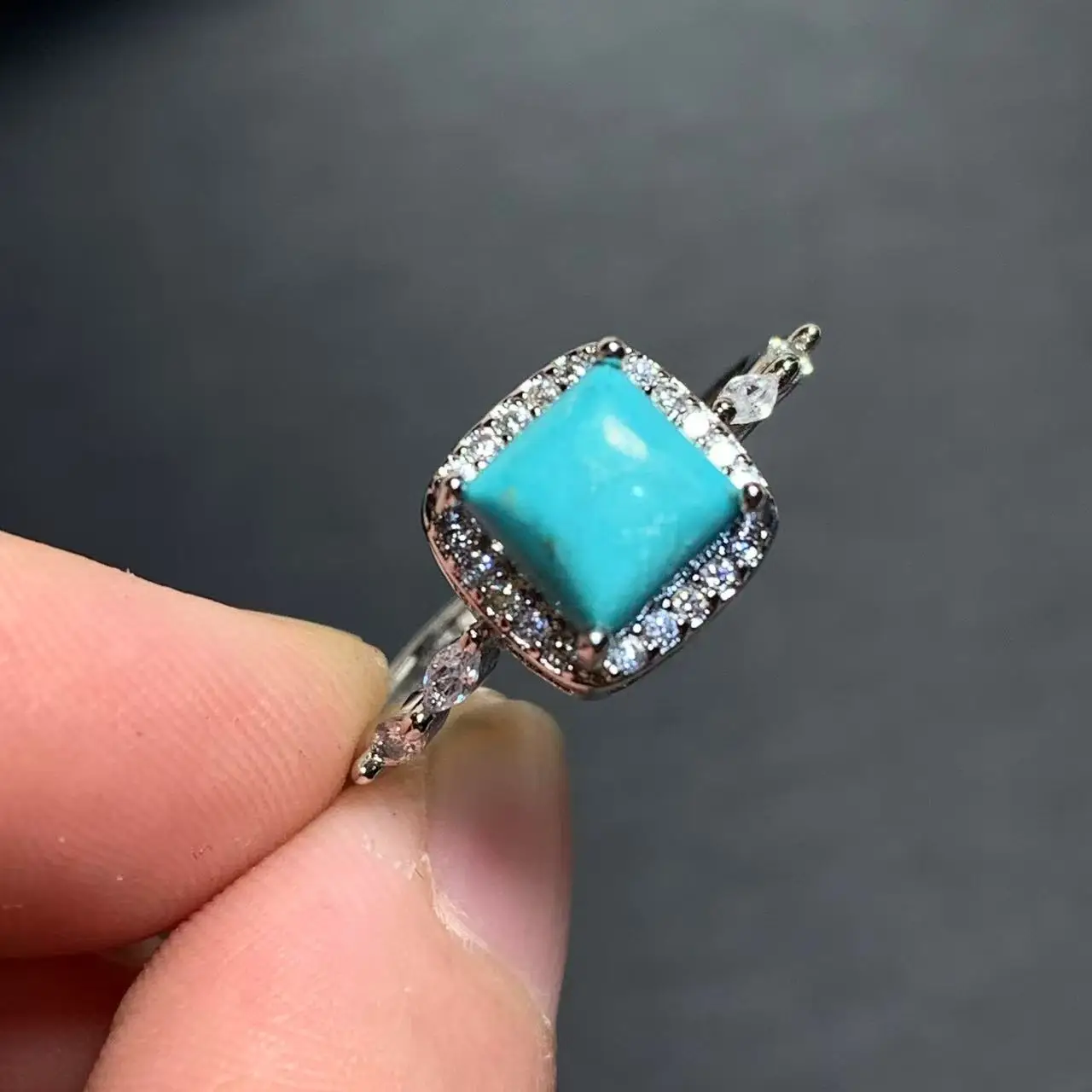 خاتم الفيروز الطبيعي قابل للتعديل خاتم الإناث للنساء هدية بالجملة جودة عالية خمر غرامة