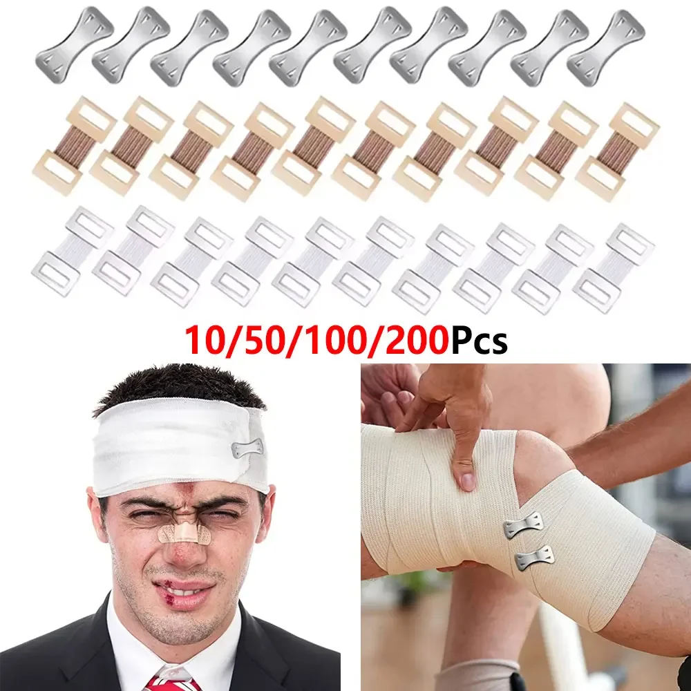 10/50/100/200Pcs Stretch Compression Bandage Clips, Durable Metal Wrap Fastener Clasps, Reusable Replacement Buckle Clips Sports