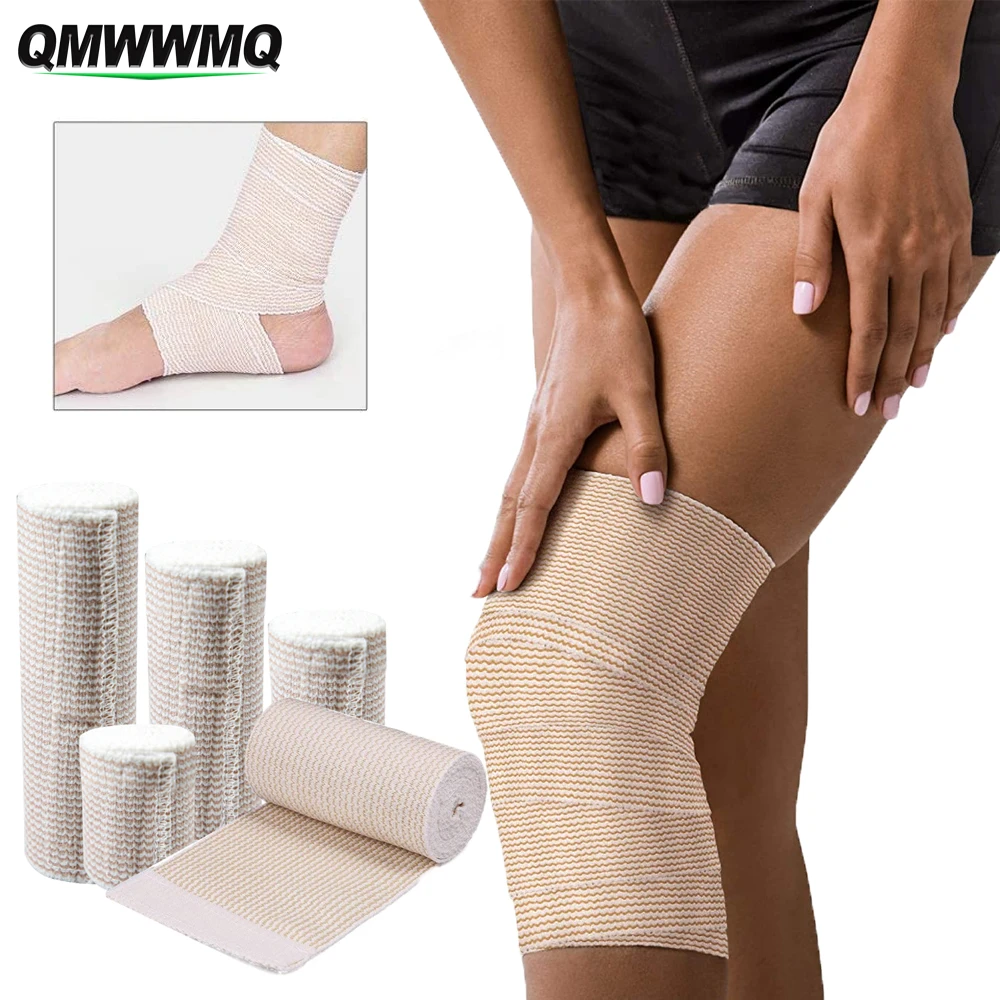 1 Roll Elastic Compression Bandage Wrap,Athletic Sport Support Tape Rolls for Wrist, Arm, Leg Sprains First Aid Bandages Measure