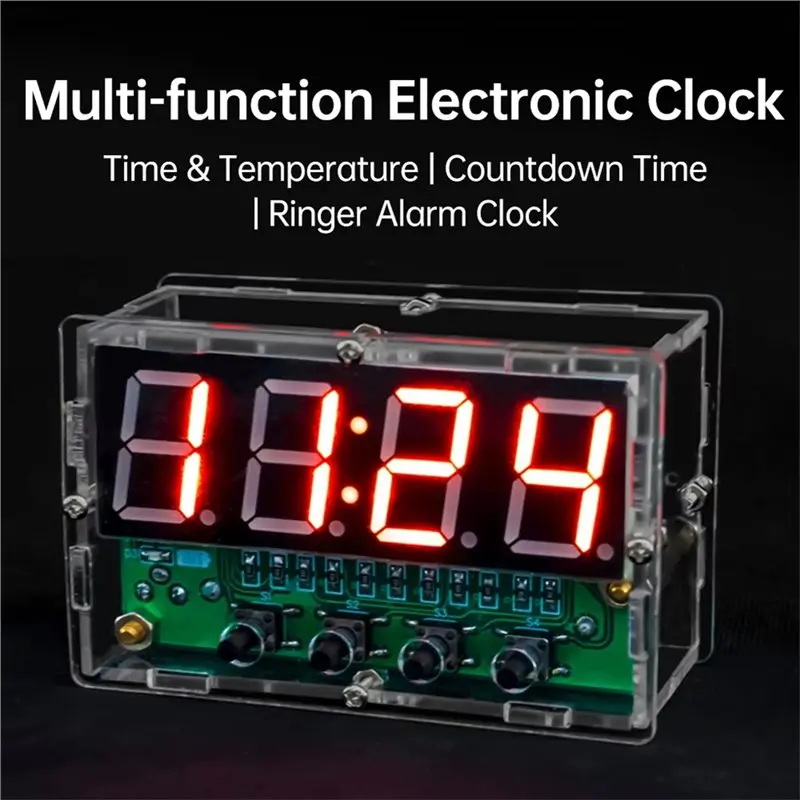 【PUBLICITY】LED Digital Electronic Clock Temperature Alarm Instructional Soldering Components Featuring Alarm, Temperature And Co