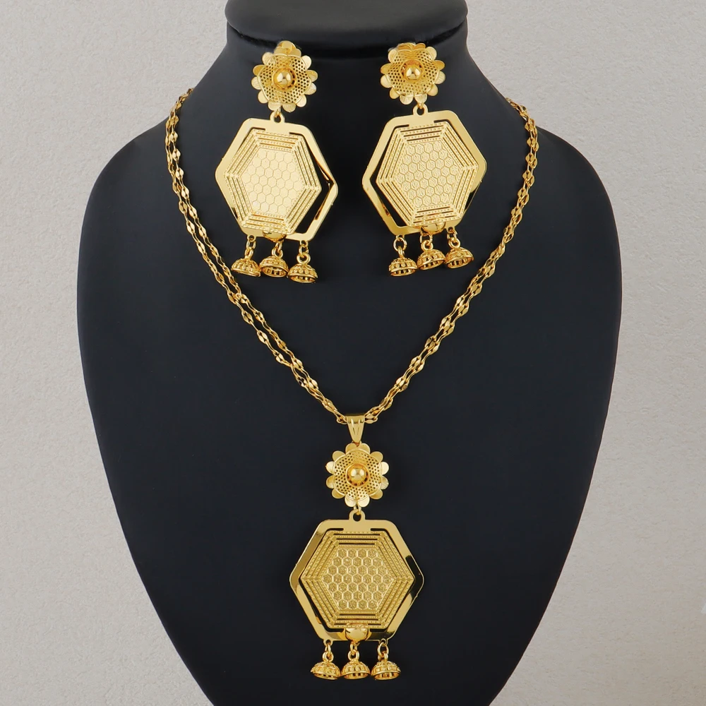 Dubai 24K vergoldetes Schmuckset Afrikanische Damen Bankett Hochzeitsset Hochzeitsschmuck Geschenk Vergoldete Blume – Detail 3