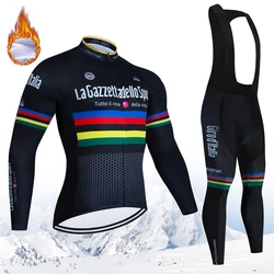 Winter Cycling Jersey Set Tour De Giro D'ITALIA Thermal Fleece Cycling Clothes MTB Bicycle Clothing Keep Warm Mountain Bike Wear