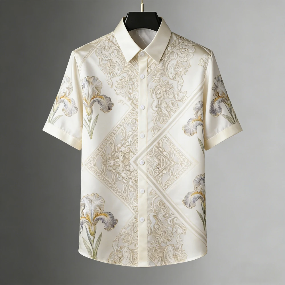 

Men's Summer Cool Short Sleeve Shirt Natural Geometric Pattern Printed Shirt Men's Beach Casual Party Tops for Men Fast Shipping