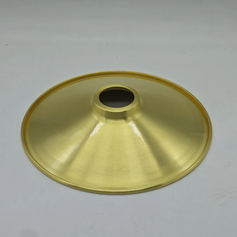 Brushed Brass Plated Iron Lamp Shade,Dia 190mm Height 35mm Top Hole 34mm, Industrial Metal Light Cover For Pendant Lamp Fixture