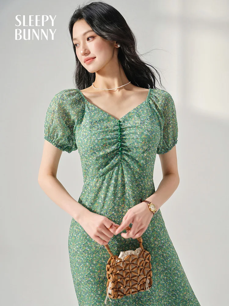 Floral Chiffon Maxi Dress for Women - V-Neck A-Line Summer Dress