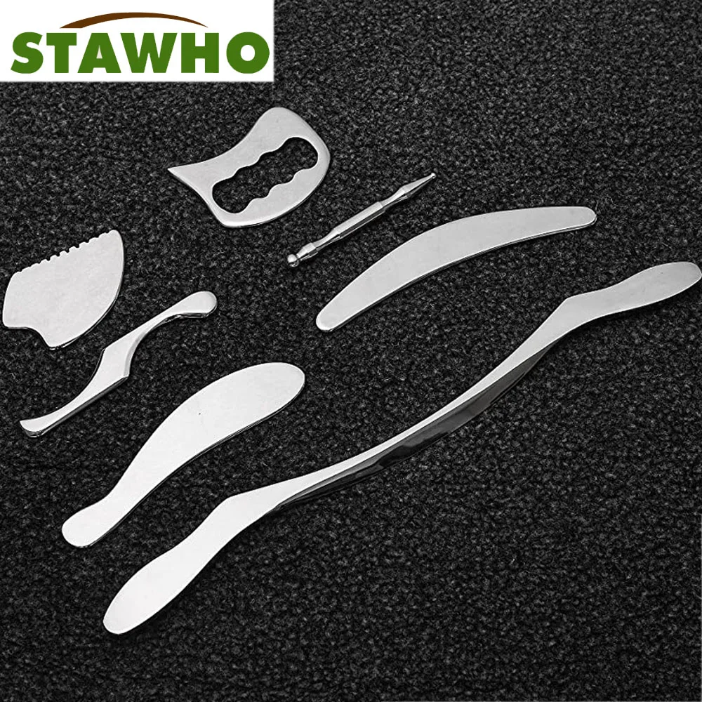 IASTM Stainless Steel Gua Sha Scraping Tools Muscle Scraper For Soft Tissue Physical Therapy Neck Face Body Massage Tools