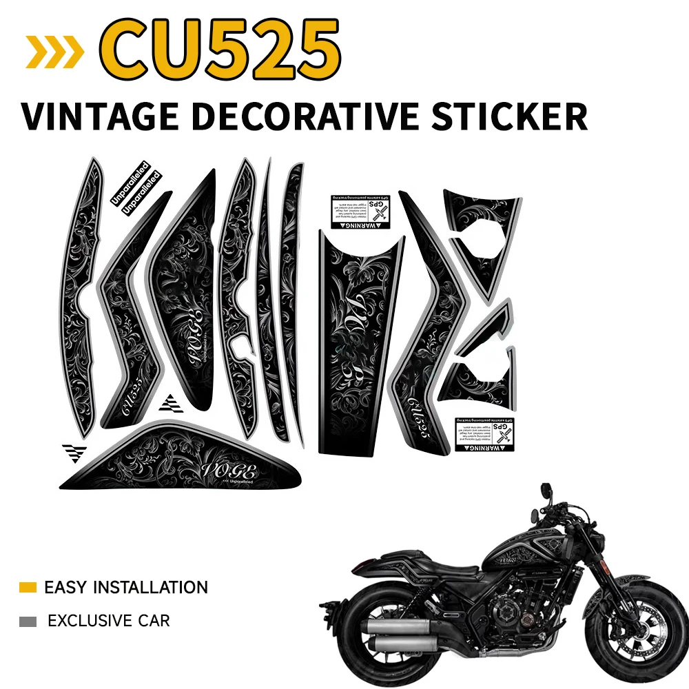 

For VOGE CU525 CU 525 2023 Motorcycle Side Decal Gas Knee Grip Protector Anti Slip Sticker Fuel Tank Sticker Vintage Decorative