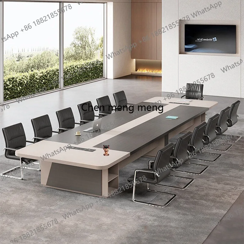 

Large conference long table simple modern negotiation table office table and chair combination staff training