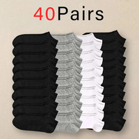 1/40 Pairs Men's Boat Socks Business Sport Sweat Absorption Mature Summer Autumn Solid Color Non Pilling Versatile Ankle Socks