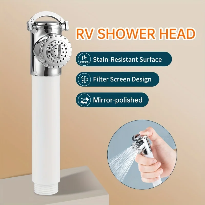 Handbrause aus Edelstahl für Wohnmobil, Boot, Hochdruck, wassersparendes Spray, Wohnmobil, Wohnwagen, Marine, Außendusche