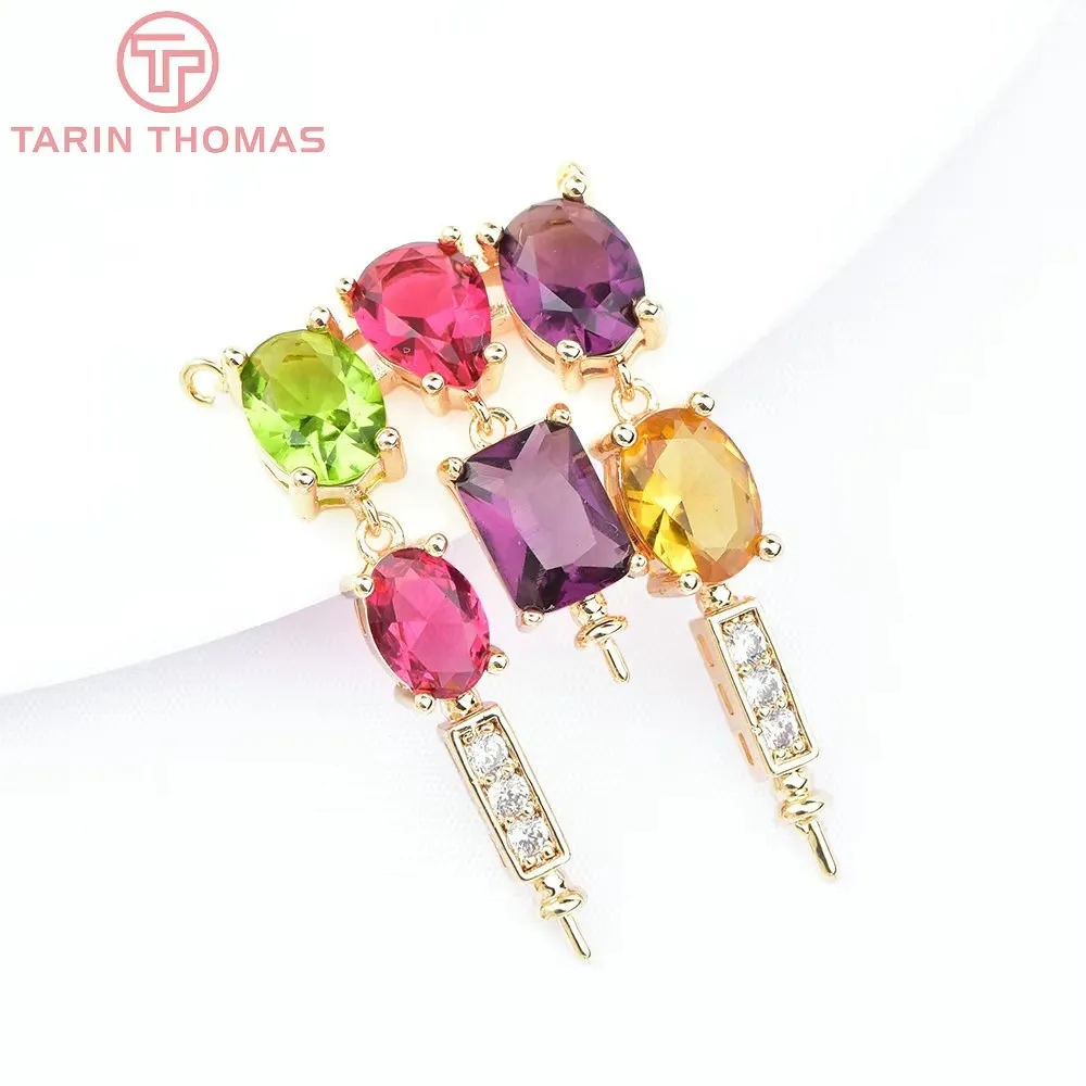 (6618) 1Piece 19x35MM 24K Gold Color Brass with Zircon Tassel Charms Pendants High Quality DIY Jewelry Making Findings Wholesale