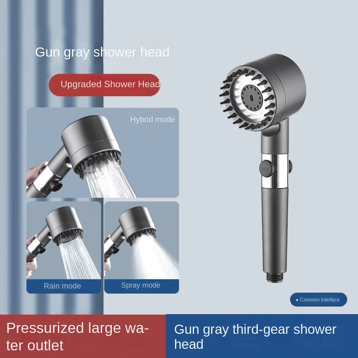 

Handheld Shower Nozzle Home Bathroom Adjustable Three-Speed Massage Water Heater Shower Head Suit
