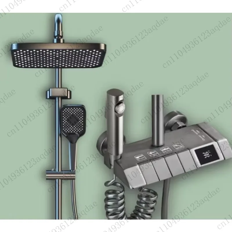 Shower Set Modern White Temperature Display Shower System Rainfall Wall-Mounted Bathroom Shower Faucet