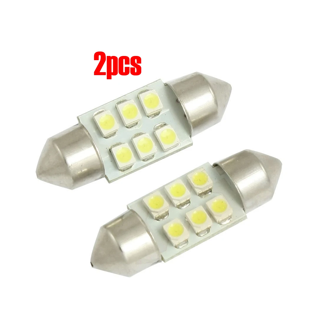 2 Pcs 31mm White 3528 SMD 6 LED Festoon Dome Map Light DE3175 DE3021 Bulb for