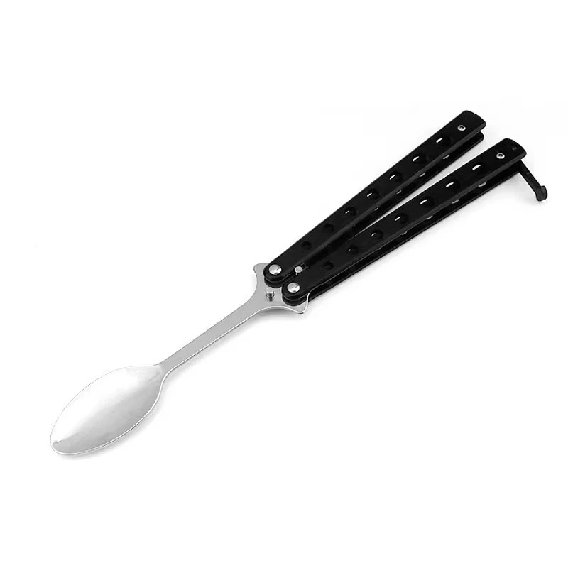 

304 stainless steel butterfly knife spoon fancy rice spoon fork head folding practice tableware