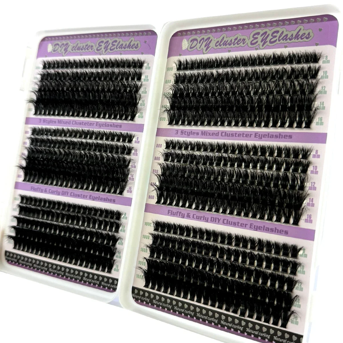HBZGTLAD 600 Stück Einzelwimpern-Buch-Cluster-Extensions 60D/80D/100D Natürliche Lange DIY-Cluster-Wimpern für Zuhause, Make-up-Werkzeuge
