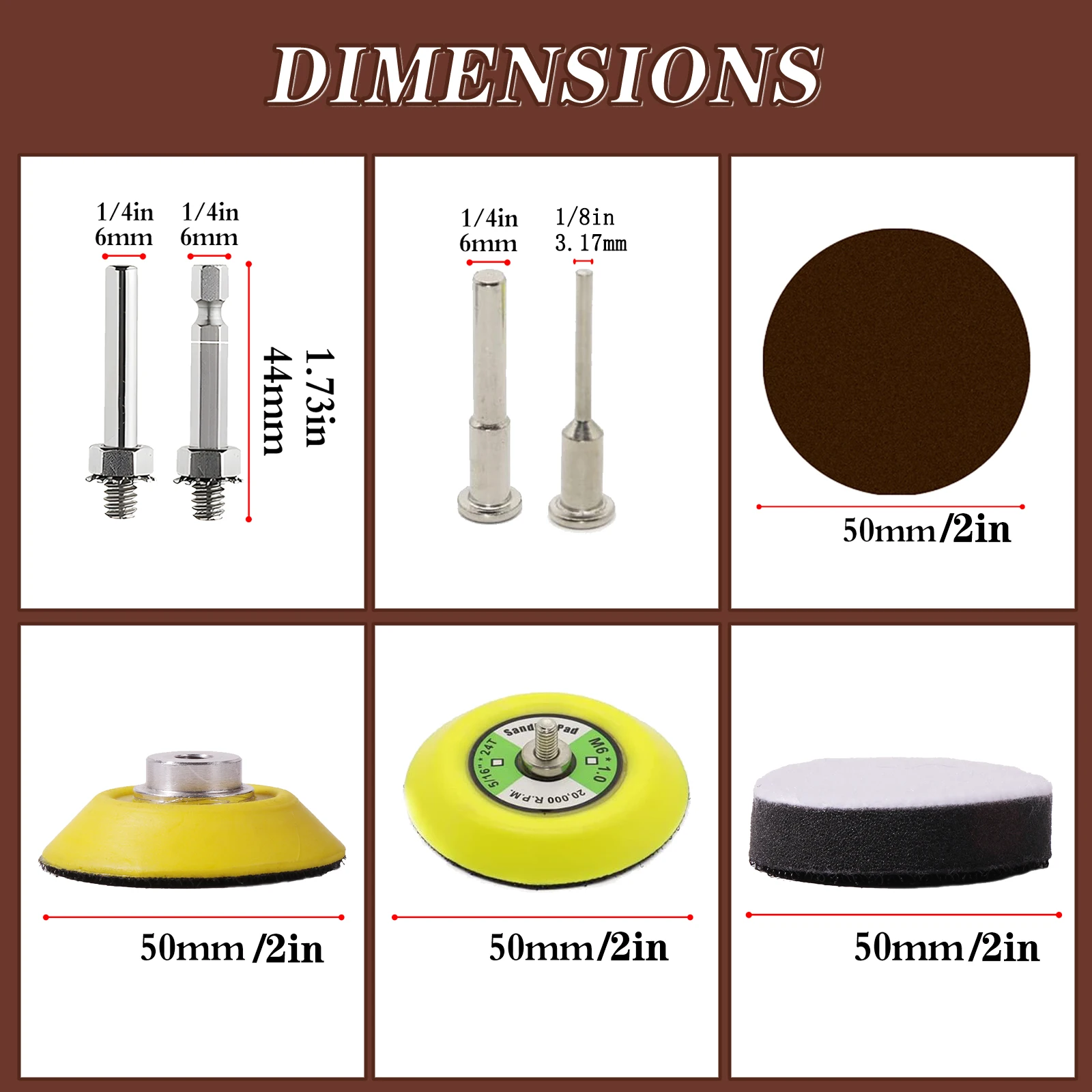 2inch Sanding Discs 50mm Hook And Loop Sanding Pads For Rotary Tool Drill Attachment With Backer Plate Shank Soft Foam Buffering