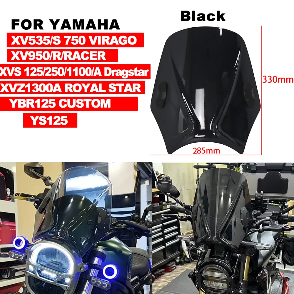 Alerón Universal para parabrisas de motocicleta, para YAMAHA XV535/S/750 VIRAGO 950/RACER XVS 125 250 DRAGSTA, parabrisas de bicicleta de calle