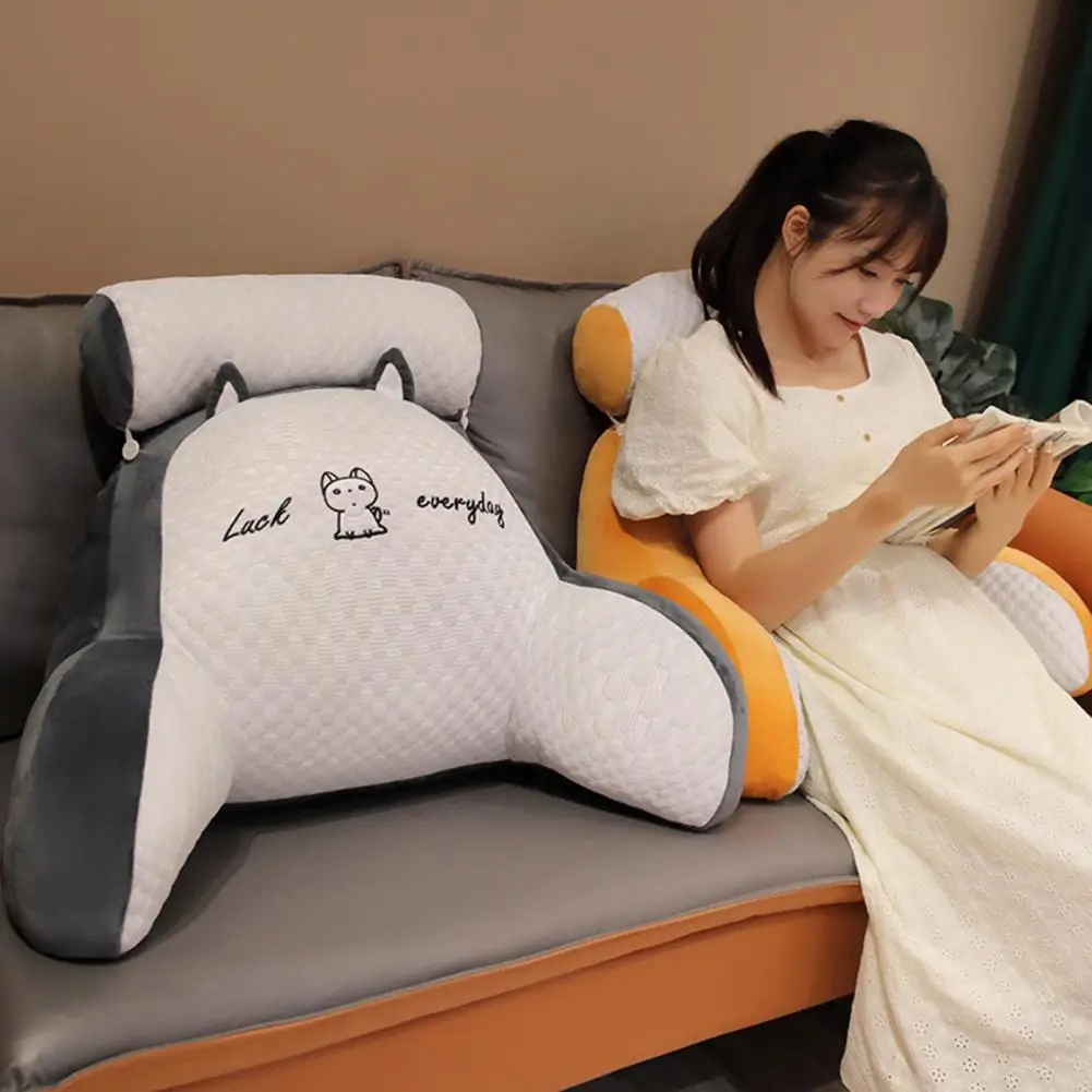 Back Support Cushion Cartoon Print Bed Rest Reading Pillow with Detachable Backrest Cushion Sofa Couch Backrest Support Pillow