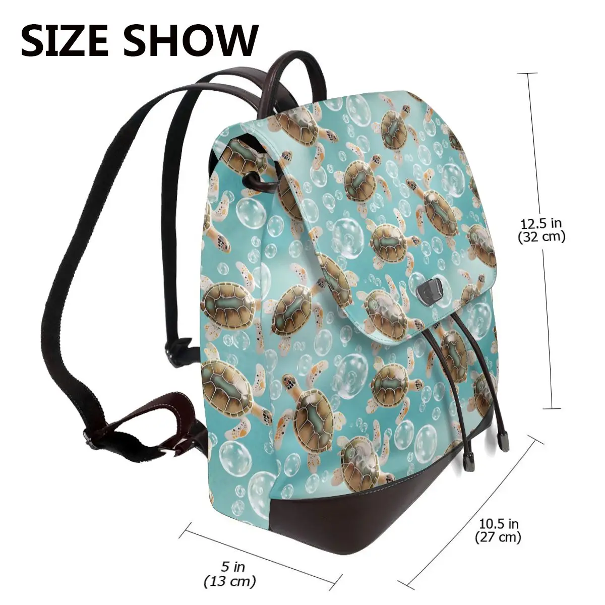 거북이 거품 수생 3D 패턴 새로운 핫 여성 배낭 디자이너 고품질 가죽 간단한 패션 대용량 배낭
