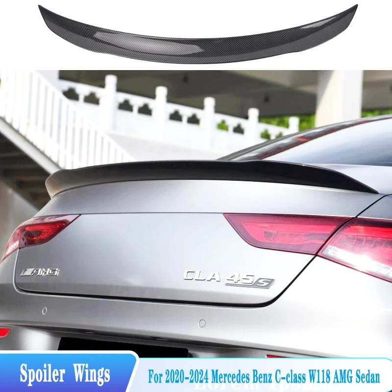 

For 2020--2024 Mercedes Benz CLA Class W118 CLA200 220 250 CLA45 AMG C118 Rear Trunk Lid Spoiler Wings ABS Material Accessories