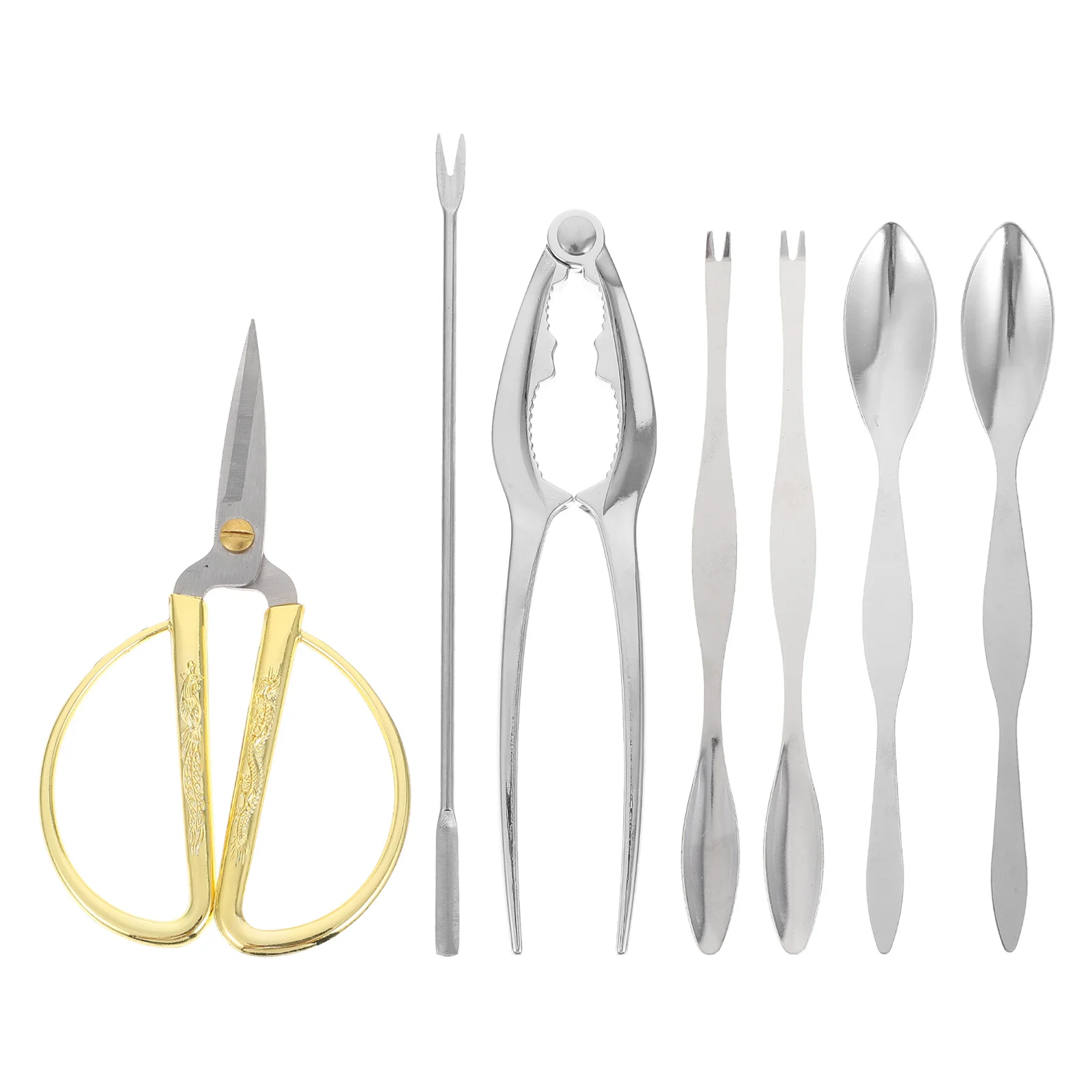 

1 Set Crab Eating Tools Set Stainless Steel Crab Plier Scissor Fork Spoon Leg Clamp Seafood Gadget Kitchen Tool For Lobster Hard