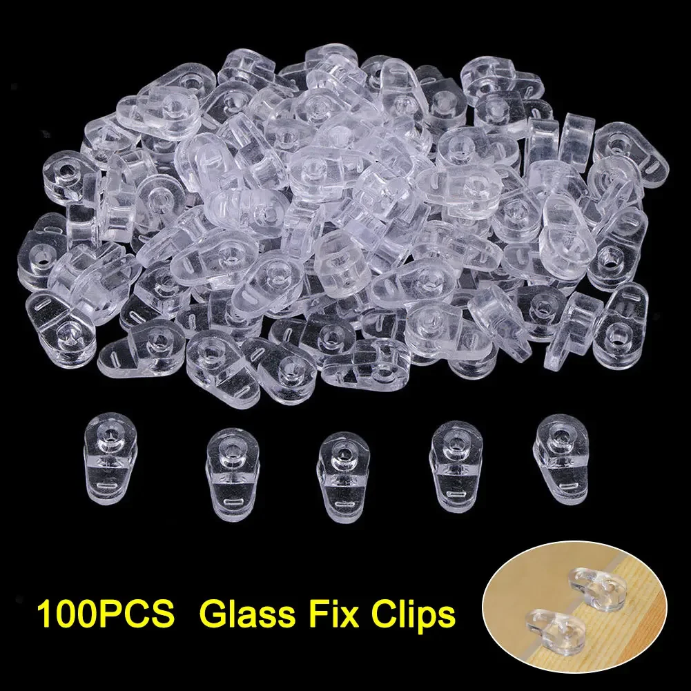 Clip di fissaggio per armadio a specchio trasparente con fermo in vetro di plastica da 100 pezzi-M25
