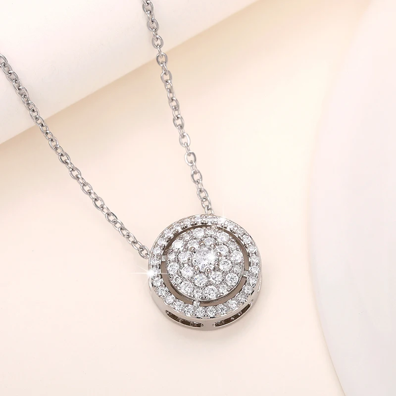 Huitan Dainty Cubic Zirconia Pendant Necklace Silver Color Chain Crystal Neck Accessory for Women Luxury Fashion Wedding Jewelry