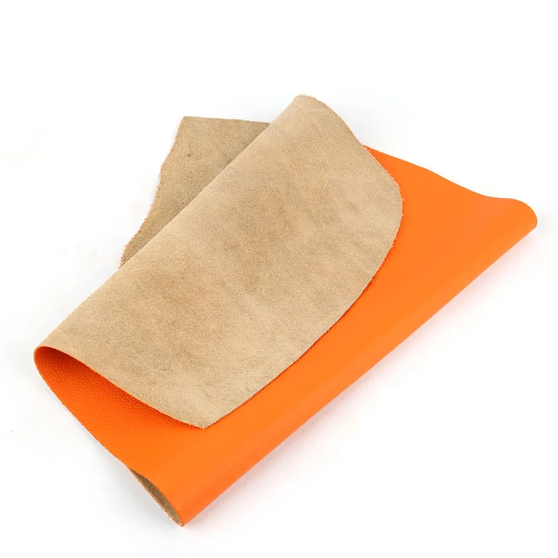 First-layer cowhide leather, orange-yellow genuine leather, 1.3mm thick, orange litchi pattern sofa soft cover, car seat cover view 4