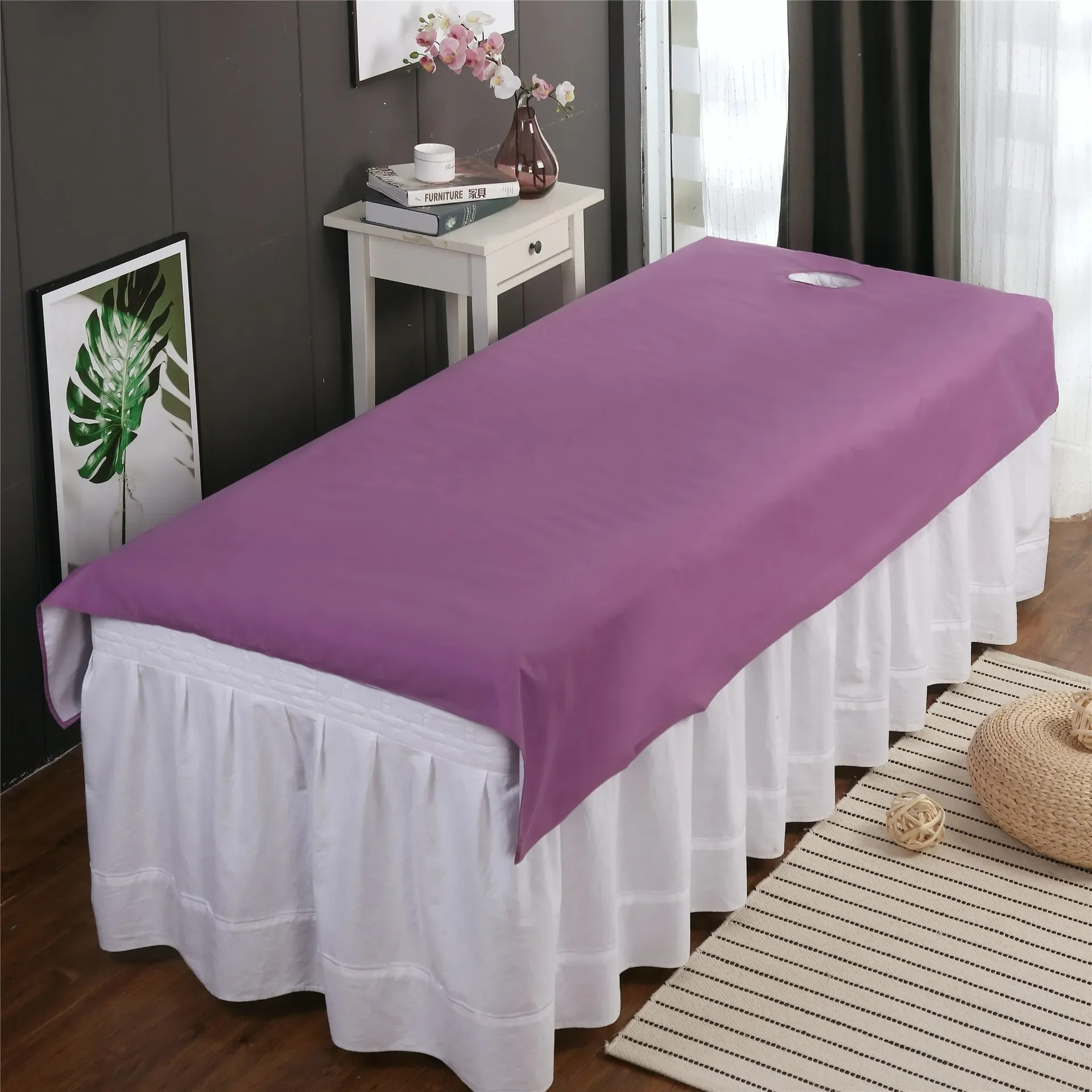 Waterproof Beauty Salon Massage Oil-proof Towel Blanket Washable Spa Clubhouse Dedicated Breathable with Holes Flat Bed Sheet