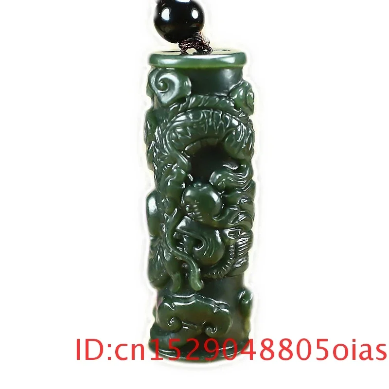 

Natural Green Jade Pendant Necklace Carved Dragon Jadeite Jewellery Amulet Gifts for Men