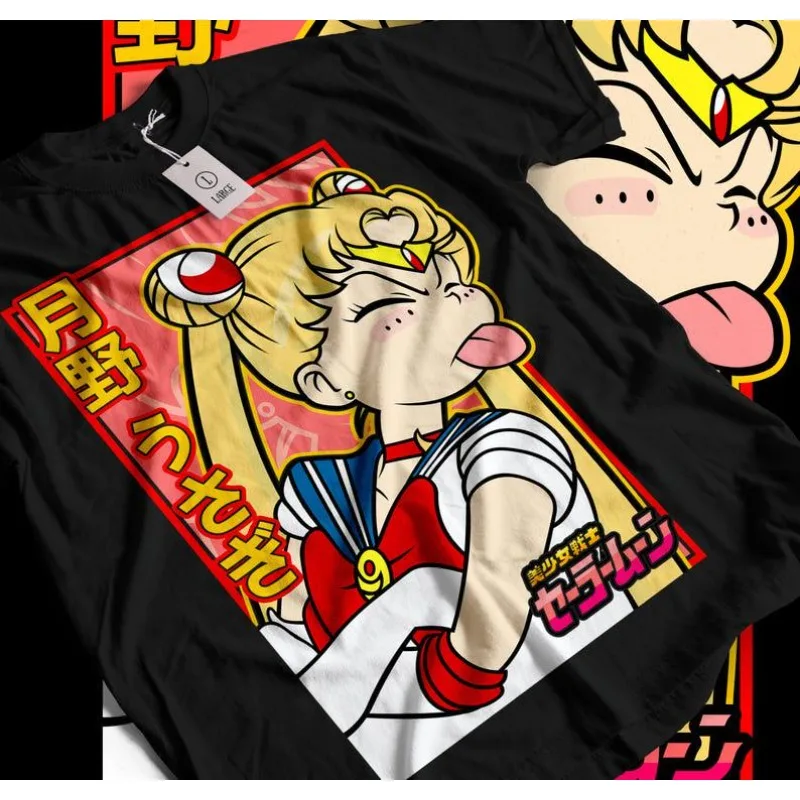 Sailor Moon Usagi Tsukino Anime Printed T-shirt Summer Men's and Women's T-shirt Trendy Loose Casual Y2K Short Sleeve 2026 New