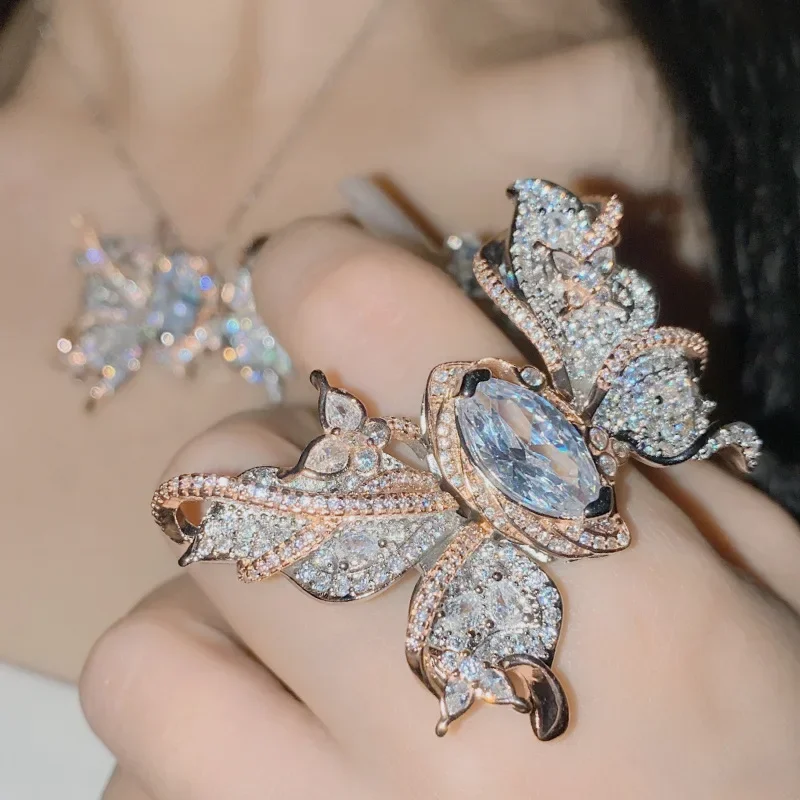 

MDLFES Mo!ssan Diamond Style Genuine gold-plated micro-set simulated diamonds Cuic Rich Woman's Peplum Ring