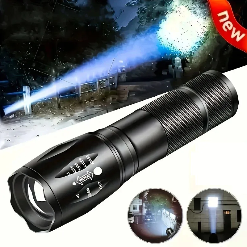 Powerful LED Flashlights Outdoor Zoom Tactical Torch Camping Light 5 Modes Waterproof Aluminium Alloy Hiking Lighting Lantern