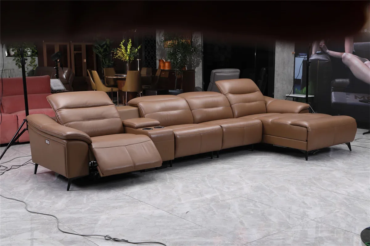 

A High-End Furniture Luxury China Furniture Bedroom Set L Shape Sofa Design Leather Lounge Corner Suite With Recliners