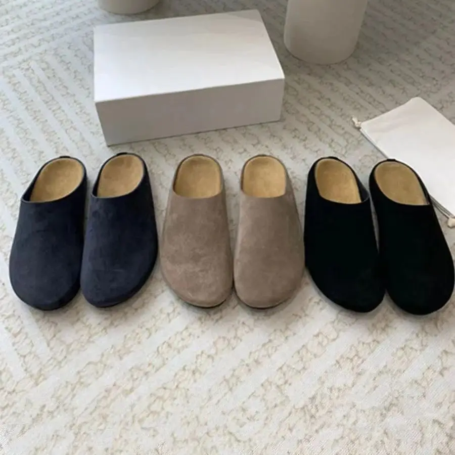 High Quality New Birken Leather Slippers For Women Summer Fashion Flats Thick Sole Leisure Shoes Concise Casusal Mules Sandals