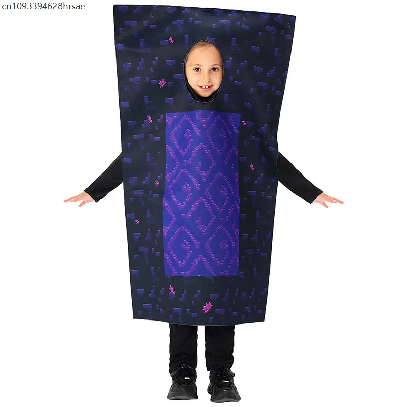 

Unisex Game World Boys Girls Purple Block Gateway Nether Portal Halloween Costume for Kids