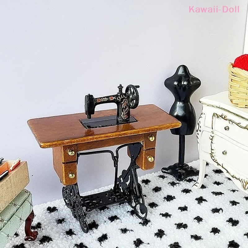 Obrázek 3: 1ks 1:12 mini simulace nábytek šicí stroj domeček pro panenky modelka miniaturní DIY příslušenství domácí dekorace