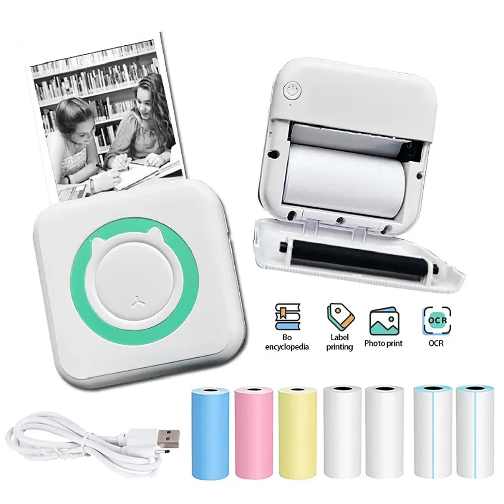 Mini Printer Portable Thermal Stickers Paper Inkless Bluetooth Wireless Impresora Android IOS Label Printer for Children\'s Gift