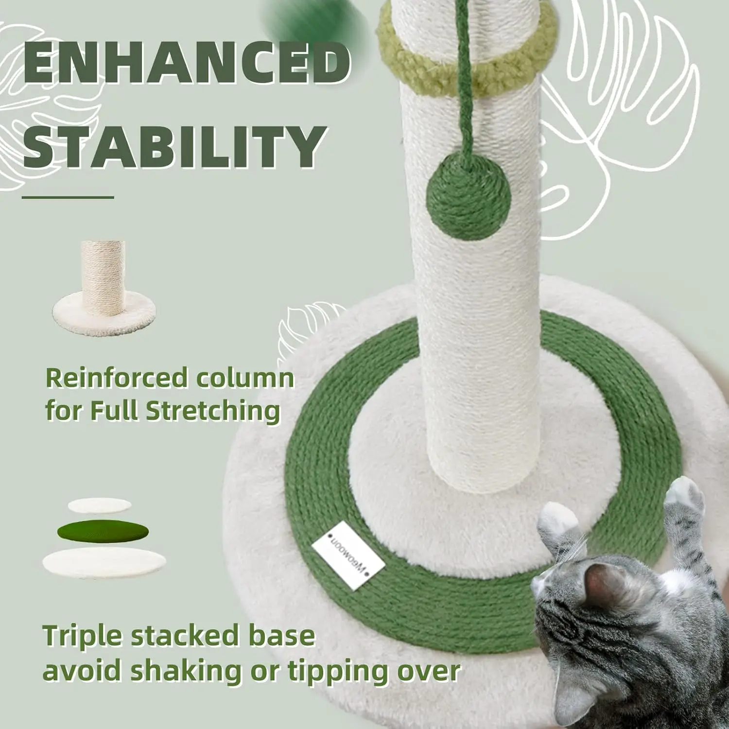 Cat Scratching Post for Indoor Cats and Kitten,  Sisal Hanging Interactive Ball, Suitable All Type of Cats