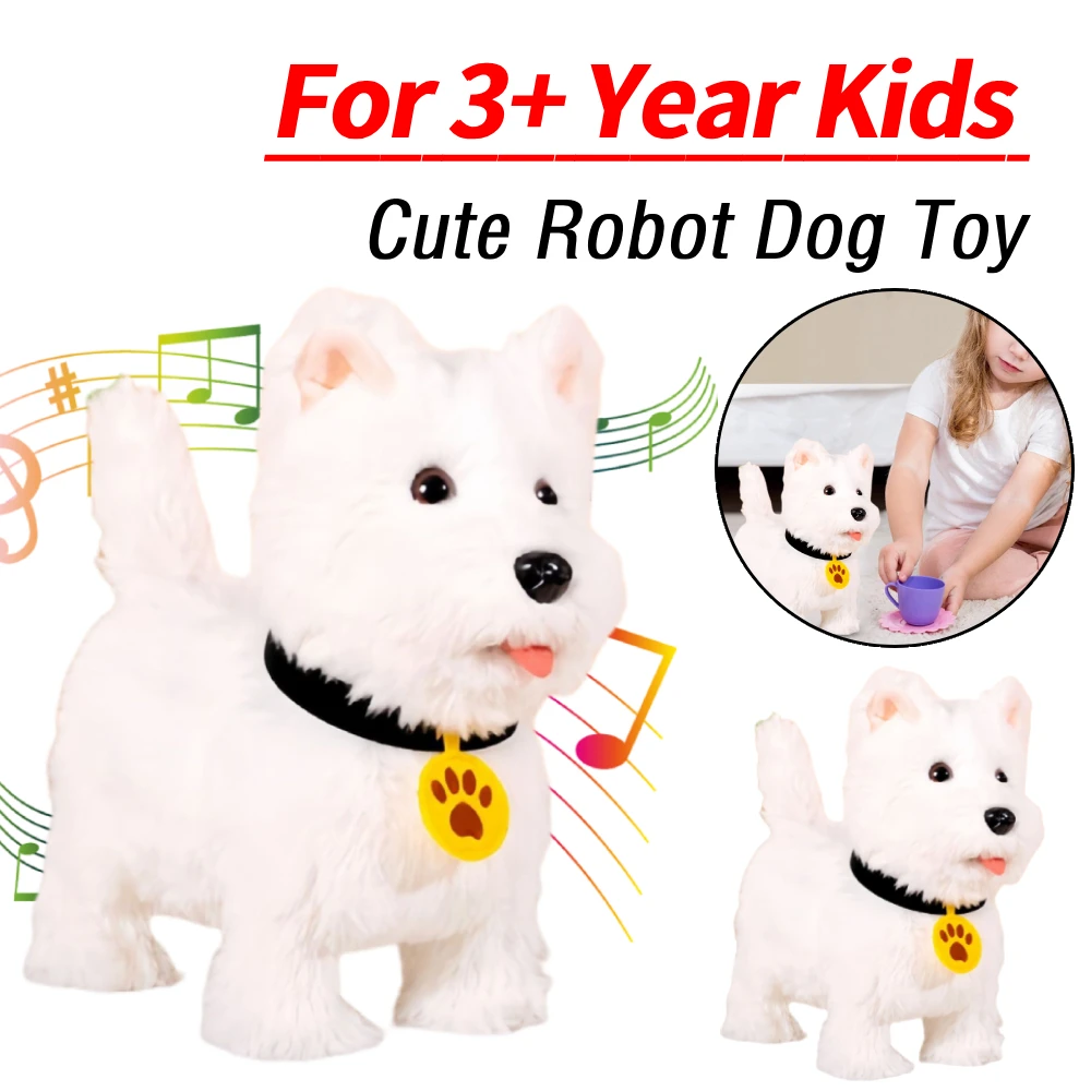 

Cute Realistic Robot Puppy Barking Walking Tail Wagging Soft Electronic Interactive Stuffed Puppy Gifts for Toddlers Birthday