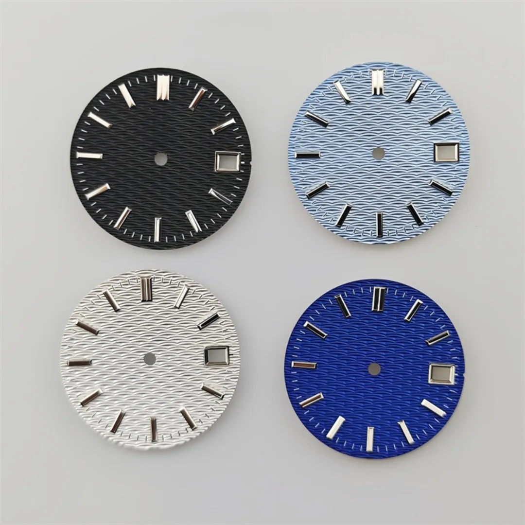 28.5mm Watch Dial NH35 Dial Wave Textured Surface No Luminescence Watch Faces Watch Accessories for NH35 Movement