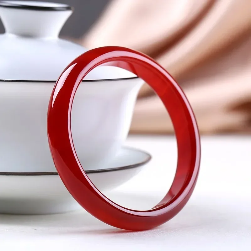 

Бразильский браслет из красного агата, классический тонкий круглый жадеитовый браслет, ретро-издание, женский китайский красный модный изысканный подарок