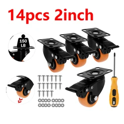 2inch Furniture Caster Soft Rubber Universal Wheel Furniture Castors Heavy Duty Casters Stable Swivel Plate Casters L-Shaped