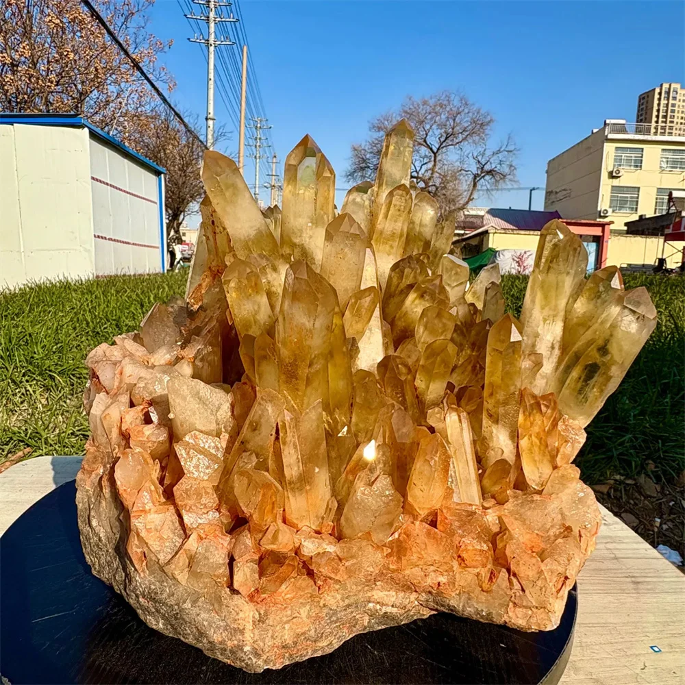 Natural Yellow Quartz Crystal Cluster Restoration Stone Mineral, Energy Gemstone, Demagnetization Meditation