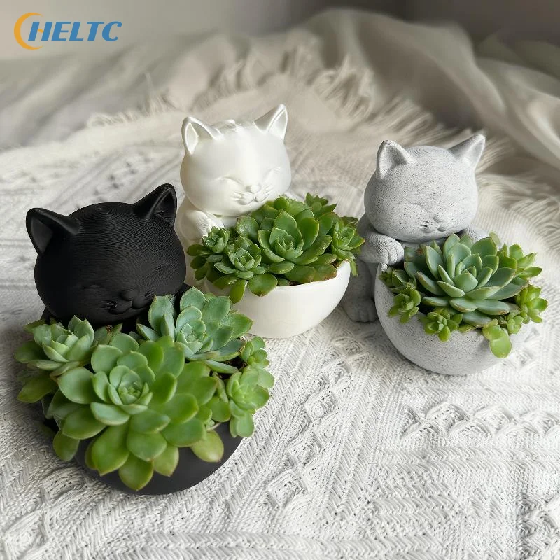 1PC Cat-Shaped Pot With Drainage Holes Uniquely Designed For Succulents Small Flowers And Cacti Bedroom Offices Desktop Ornament