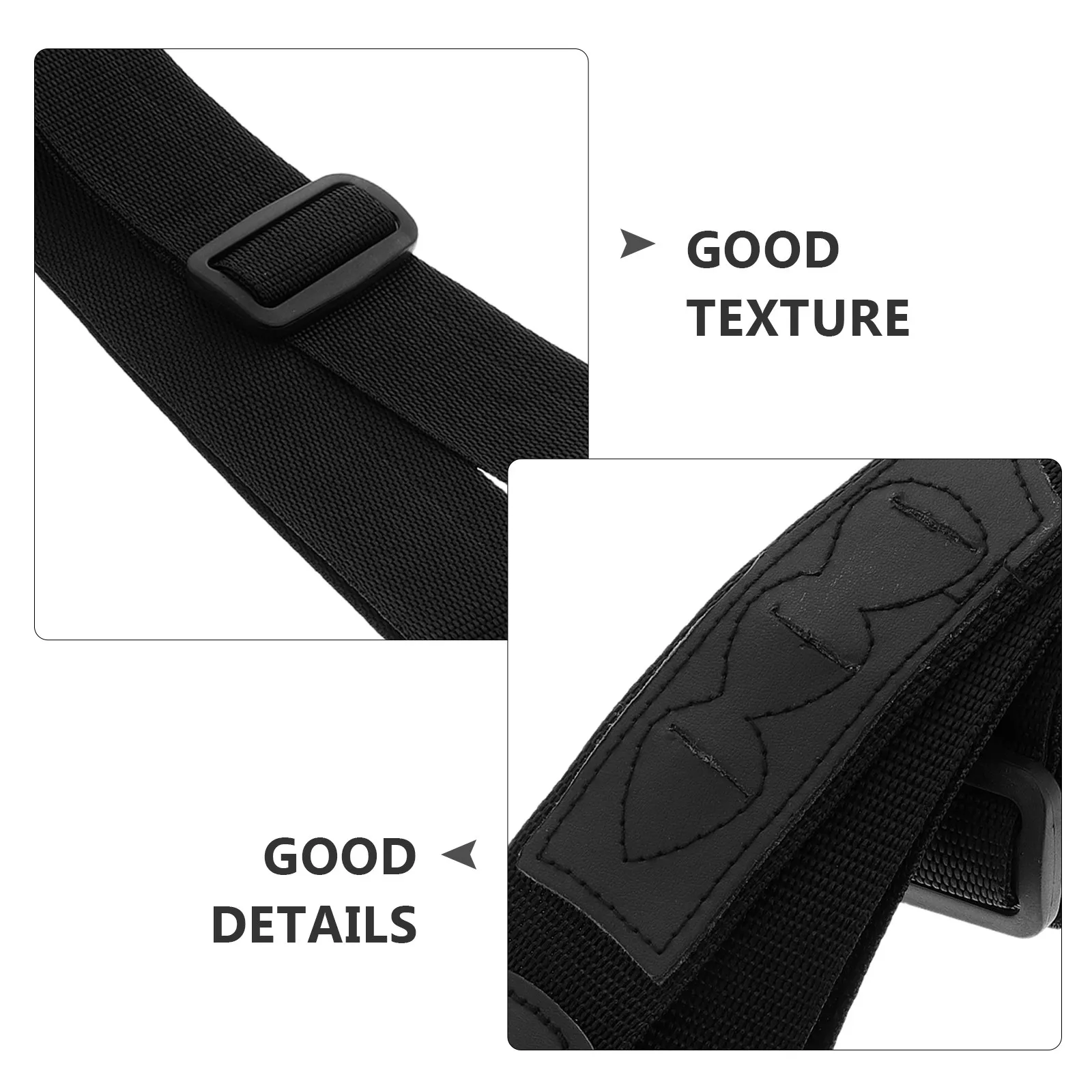 Adjustable Guitar Strap with Pick Pocket for Acoustic Electric Bass Guitar and Ukulele Black